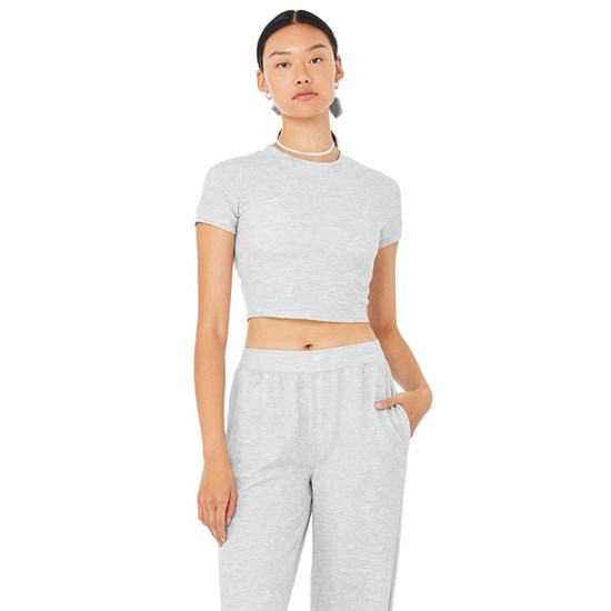 Ropa Alo Yoga Micro Waffle Sierra Corta Sleeve Mujer Grises | ACSF36908