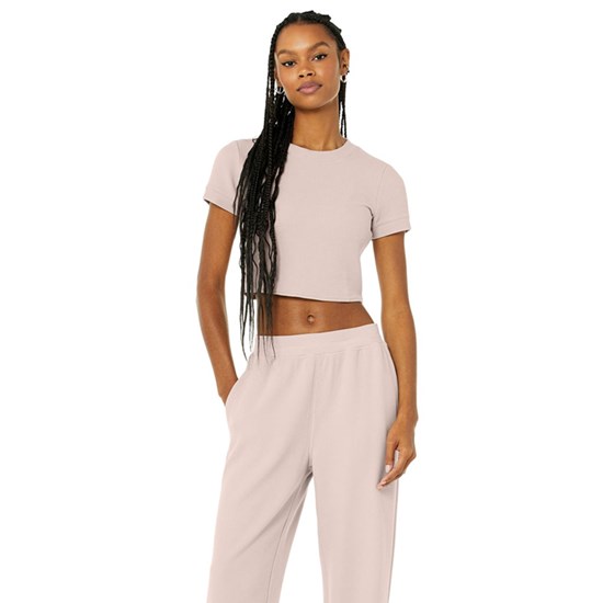 Ropa Alo Yoga Micro Waffle Sierra Corta Sleeve Mujer Rosas | ZJVL03417