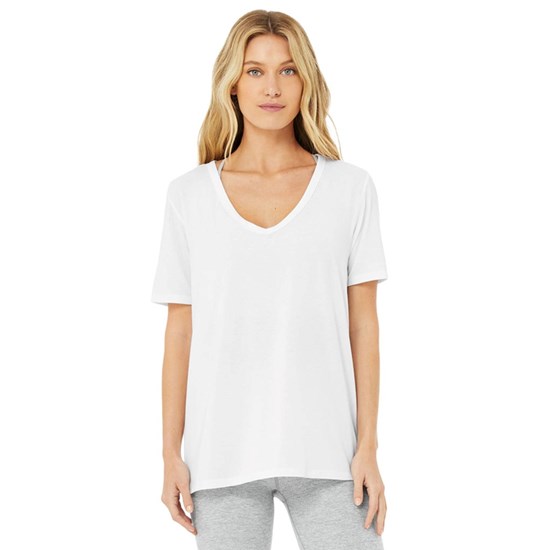 Ropa Alo Yoga Motion Corta Sleeve Mujer Blancos | BTJN16204