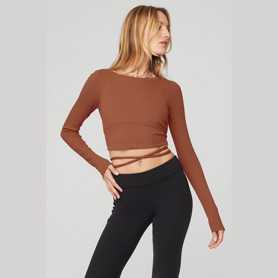 Ropa Alo Yoga Ribbed Manifest Long Sleeve Mujer Marrom | GAOC93768