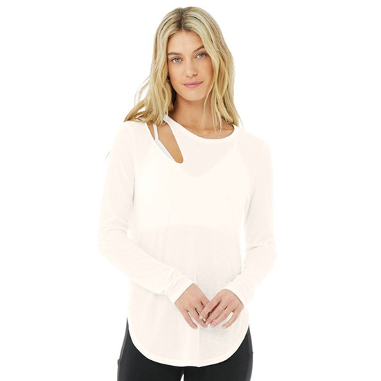 Ropa Alo Yoga Ribbed Peak Long Sleeve Mujer Blancos | KRAE82590