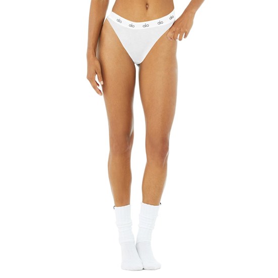 Ropa Interior Alo Yoga Icon High-Cut Tanga Mujer Blancos | OKHB17538
