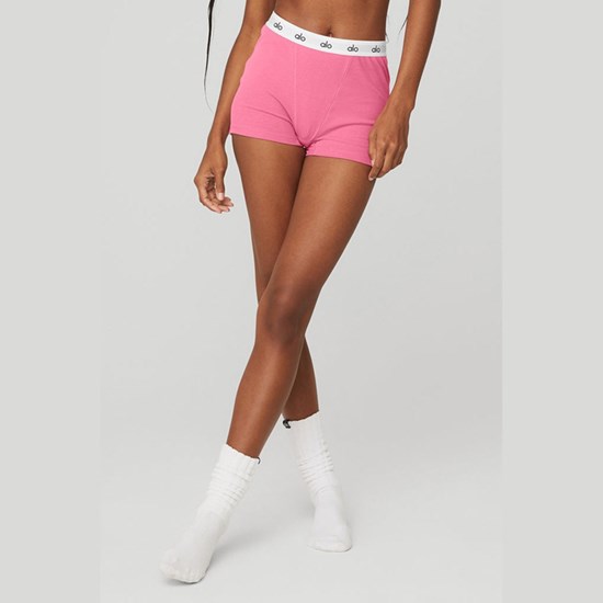 Ropa Interior Alo Yoga Icon Ribbed Boyshort Mujer Rosas | GSVT63975