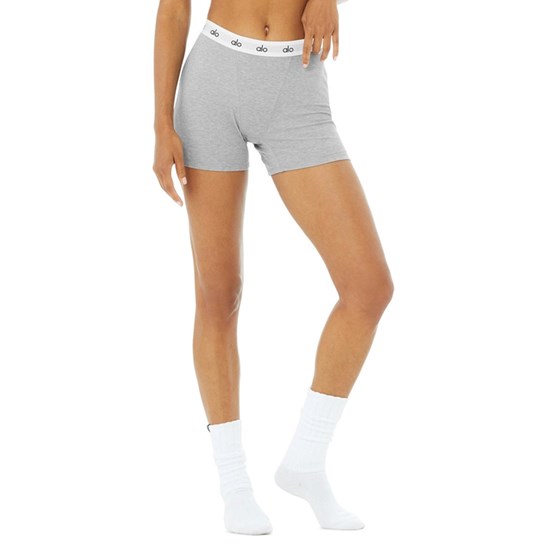 Ropa Interior Alo Yoga Icon Ribbed Boyshort Mujer Grises | IOSZ75023