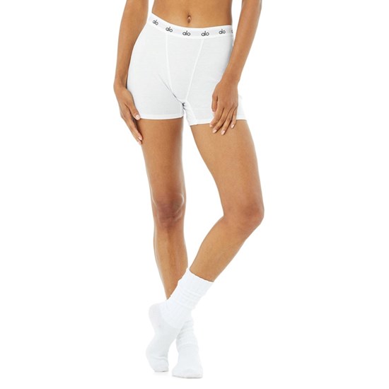 Ropa Interior Alo Yoga Icon Ribbed Boyshort Mujer Blancos | MRIP61928