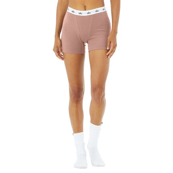 Ropa Interior Alo Yoga Icon Ribbed Boyshort Mujer Marrom | RBEH36840