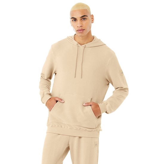 Sudadera Con Capucha Alo Yoga Micro Waffle Fast Break Hombre Beige | SMHL27913
