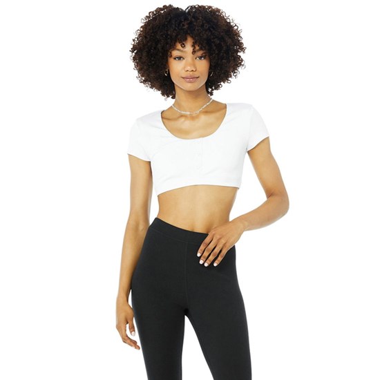 Sujetadores Deportivos Alo Yoga Blissful Henley Mujer Blancos | VCSK42618