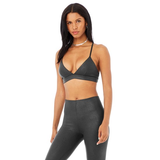 Sujetadores Deportivos Alo Yoga Faux Cuero Airbrush Splendor Mujer Negros | HYIR26037
