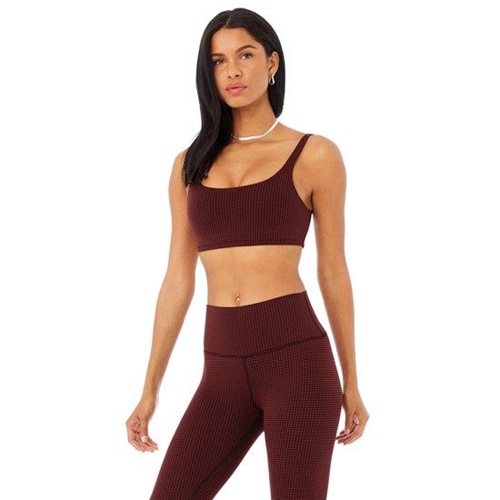Sujetadores Deportivos Alo Yoga Micro Houndstooth Mujer Rojos | CDXT60251