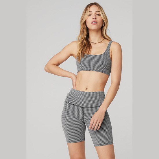 Sujetadores Deportivos Alo Yoga Micro Houndstooth Mujer Negros | CWXP49128