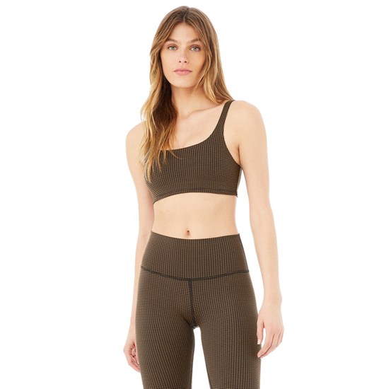 Sujetadores Deportivos Alo Yoga Micro Houndstooth Mujer Marrom | YGIS81269