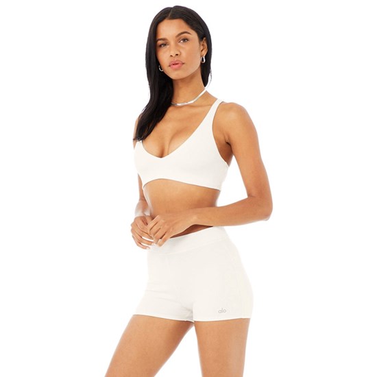 Sujetadores Deportivos Alo Yoga Micro Waffle Pleasant Mujer Blancos | BANJ65291
