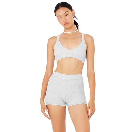 Sujetadores Deportivos Alo Yoga Micro Waffle Pleasant Mujer Grises | VCUS65137