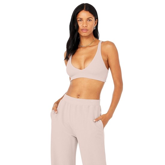 Sujetadores Deportivos Alo Yoga Micro Waffle Pleasant Mujer Rosas | ZCPE27854