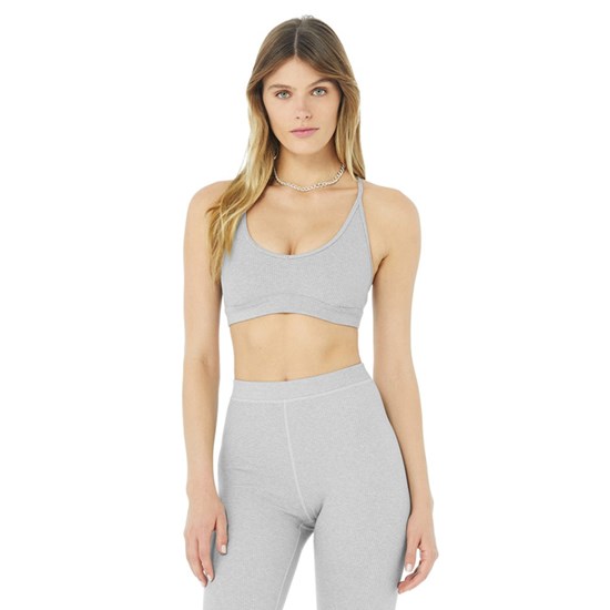 Sujetadores Deportivos Alo Yoga Ribbed Blissful Mujer Grises | DBOJ76453