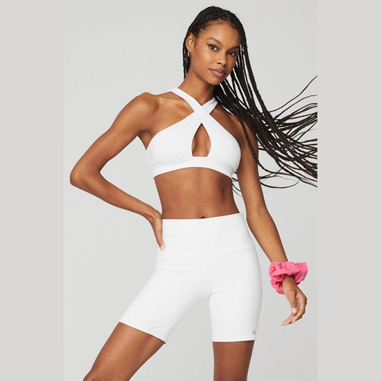 Sujetadores Deportivos Alo Yoga Ribbed Destination Mujer Blancos | CWNG79213