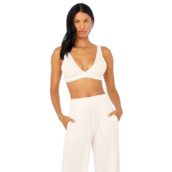 Sujetadores Deportivos Alo Yoga Ribbed Take Comodidad Mujer Blancos | IKZL38612