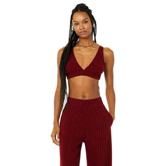 Sujetadores Deportivos Alo Yoga Ribbed Take Comodidad Mujer Rojos | UDBR07213