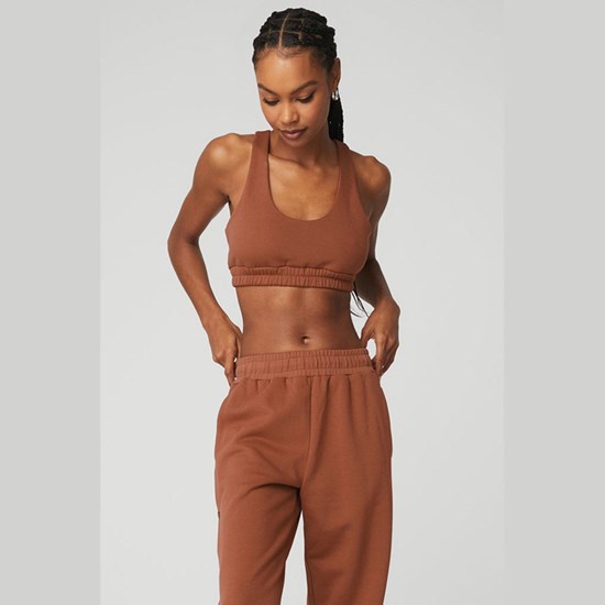 Sujetadores Deportivos Alo Yoga Scoop Neck Sweatshirt Mujer Marrom | IJWX83762