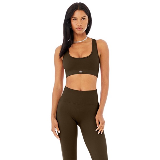 Sujetadores Deportivos Alo Yoga Seamless Ribbed Mujer Marrom | MPLG30146