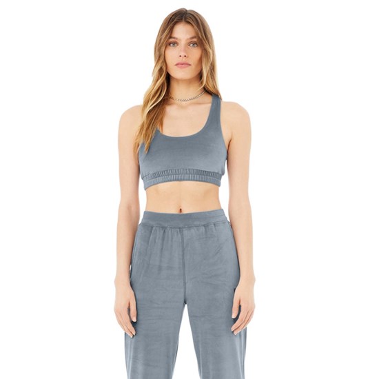 Sujetadores Deportivos Alo Yoga Velour Glimmer Scoop Neck Mujer Azules | NOVL43580