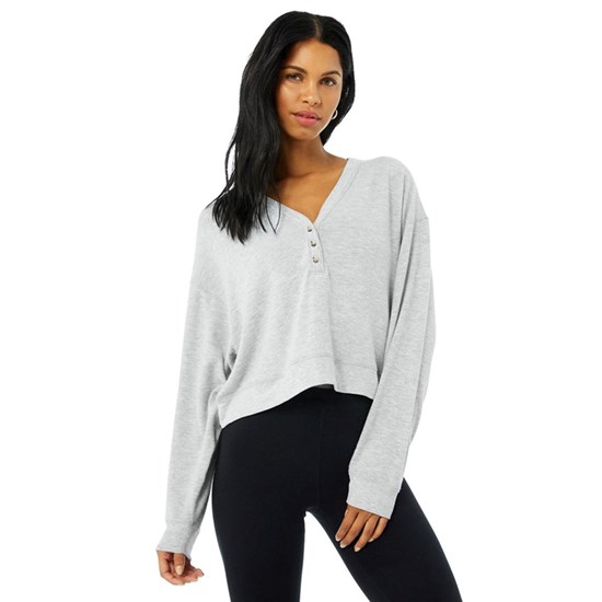 Sweatshirt Alo Yoga Alolux Soho Crop Henley Mujer Grises | YMSD35092