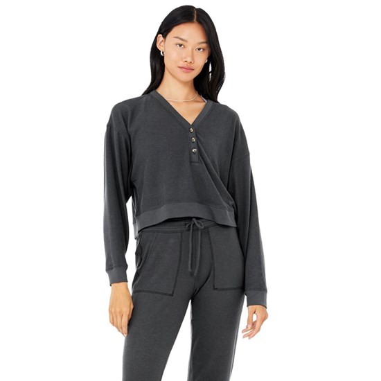 Sweatshirt Alo Yoga Alolux Soho Cropped Henley Mujer Grises | HXWJ35687