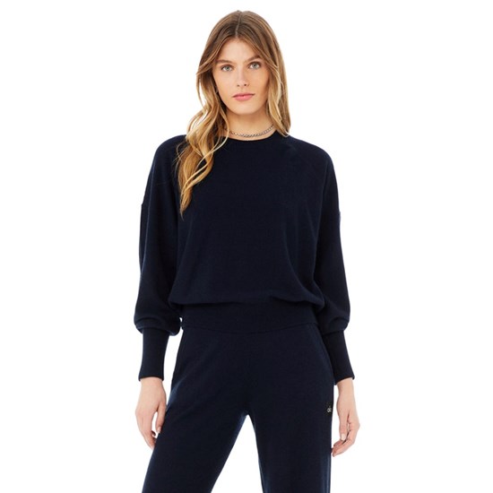 Sweatshirt Alo Yoga Cashmere Jet Set Crew Mujer Azules | FXGV59107