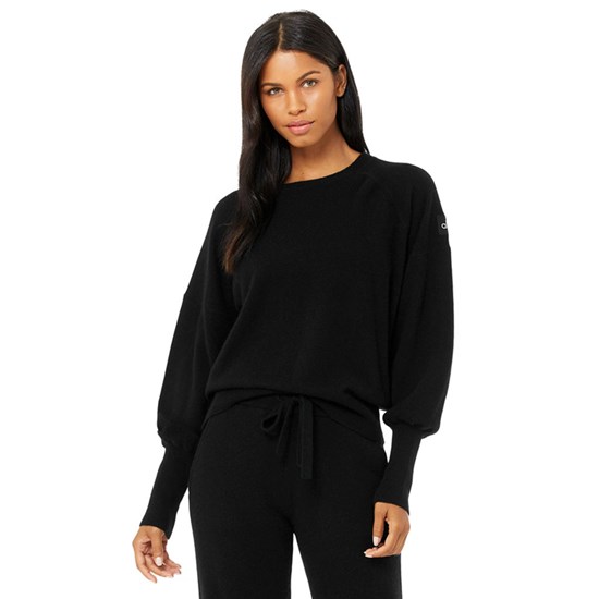 Sweatshirt Alo Yoga Cashmere Jet Set Crew Mujer Negros | PFWE14253