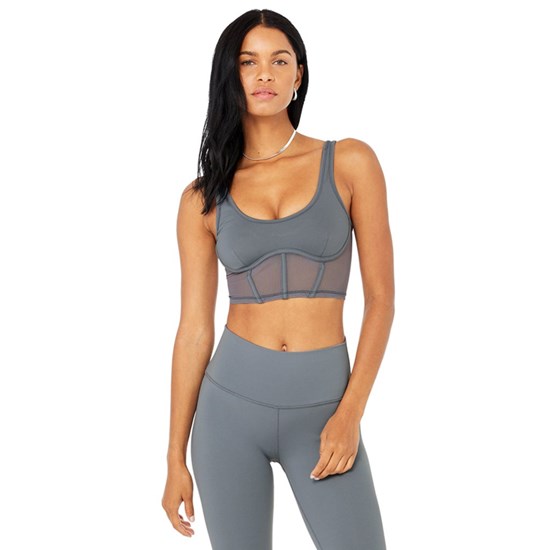 Tank Top Alo Yoga Airbrush Mesh Corset Mujer Azules | PJMU42816