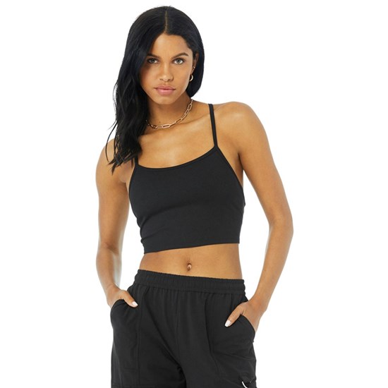 Tank Top Alo Yoga Alosoft Ribbed Crop Calm Mujer Negros | JICN78342