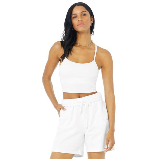 Tank Top Alo Yoga Alosoft Ribbed Crop Calm Mujer Blancos | SRJI83927