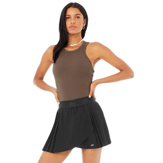 Tank Top Alo Yoga Ribbed Aspire Full Length Mujer Marrom | FWRB74658