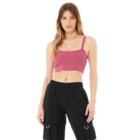 Tank Top Alo Yoga Ribbed Crop Whisper Mujer Rosas | SXHJ18624