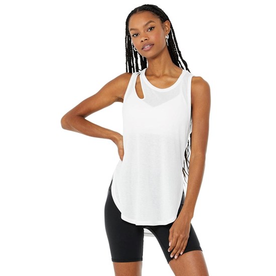 Tank Top Alo Yoga Ribbed Peak Mujer Blancos | UFDZ73650