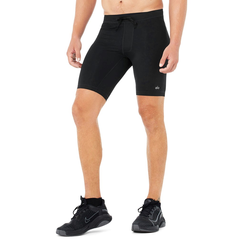 Bermudas Alo Yoga 9” Warrior Compression Hombre Negros | WTHZ09534