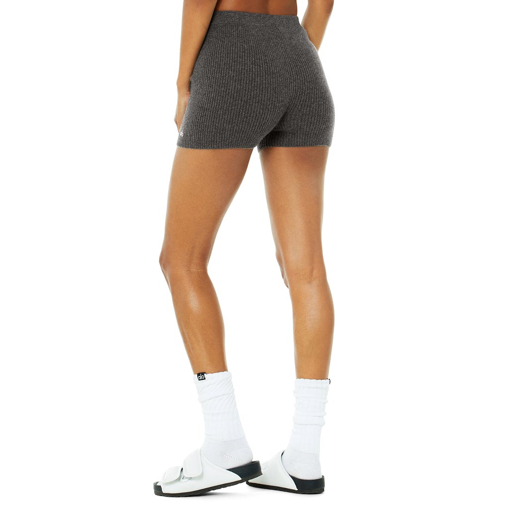 Bermudas Alo Yoga Cashmere Ribbed Staycation Corta Mujer Grises | WEJS83725