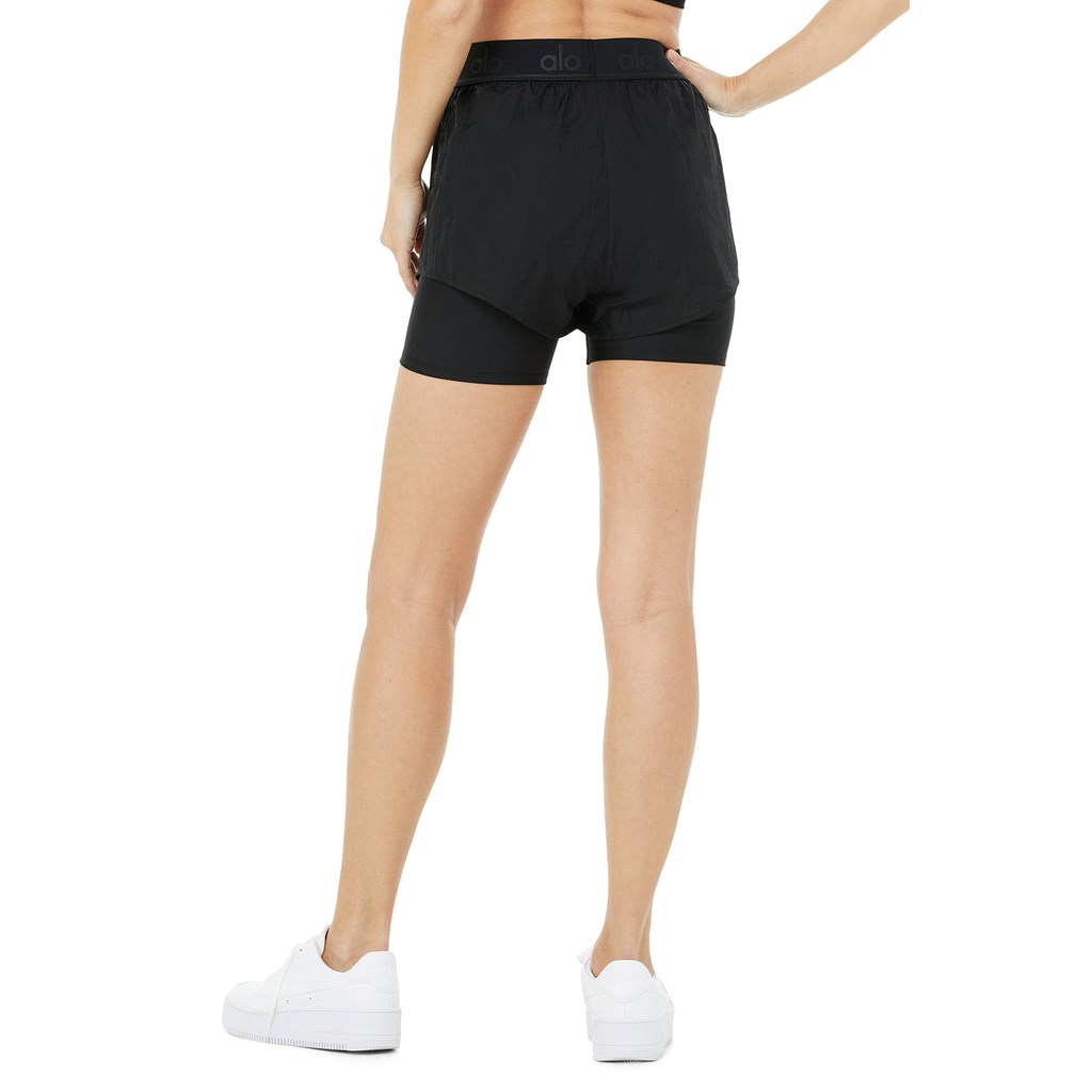 Bermudas Alo Yoga High-Cintura Catch The Light Corta Mujer Negros | EFOL02514
