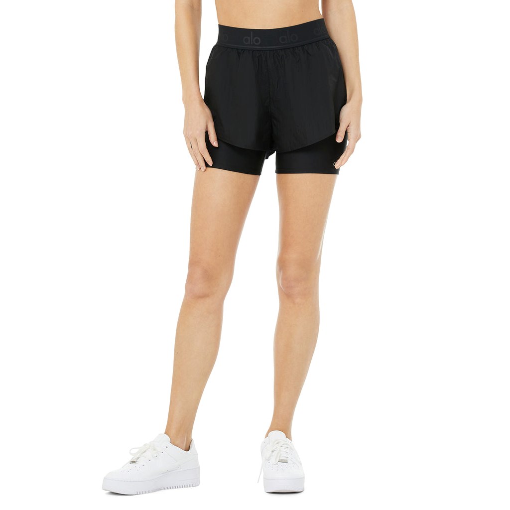 Bermudas Alo Yoga High-Cintura Catch The Light Corta Mujer Negros | EFOL02514