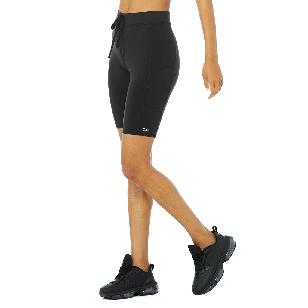 Bermudas Alo Yoga High-Cintura Checkpoint Ciclismo Corta Mujer Negros | YVKI54269