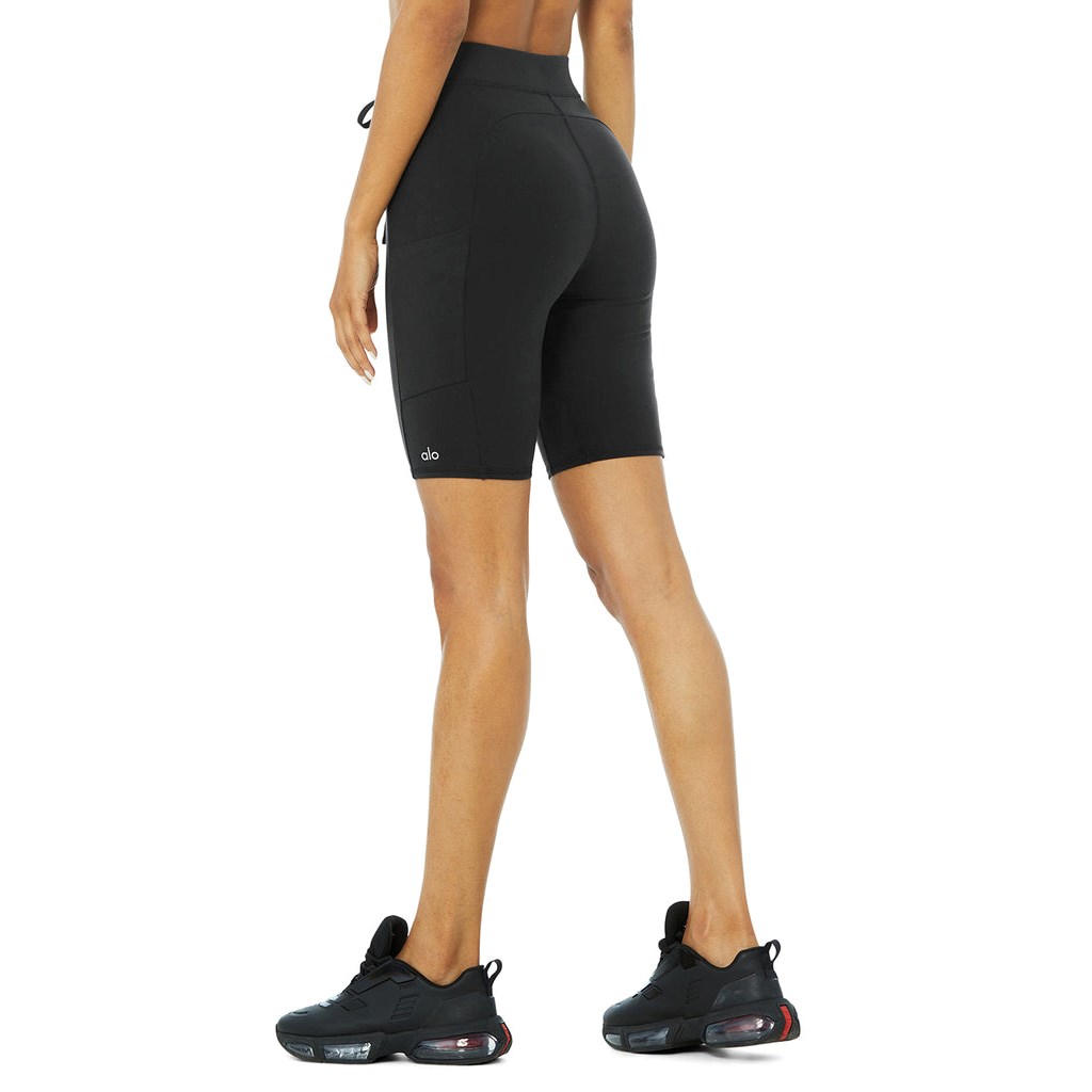 Bermudas Alo Yoga High-Cintura Checkpoint Ciclismo Corta Mujer Negros | YVKI54269