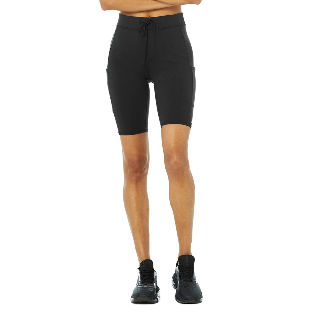 Bermudas Alo Yoga High-Cintura Checkpoint Ciclismo Corta Mujer Negros | YVKI54269