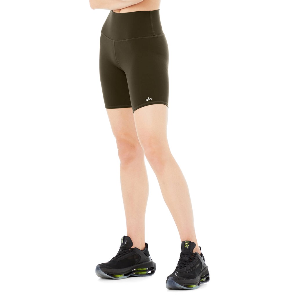 Bermudas Alo Yoga High-Cintura Ciclismo Corta Mujer Verdes | KQXA30147