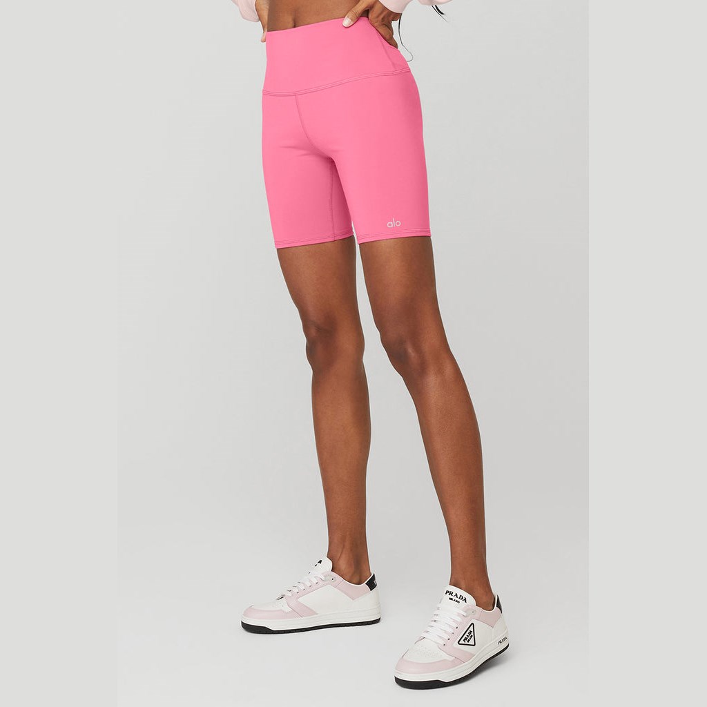 Bermudas Alo Yoga High-Cintura Ciclismo Corta Mujer Rosas | OARY12705