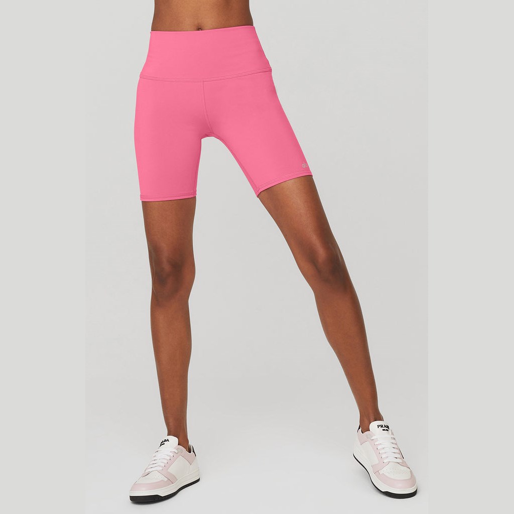 Bermudas Alo Yoga High-Cintura Ciclismo Corta Mujer Rosas | OARY12705