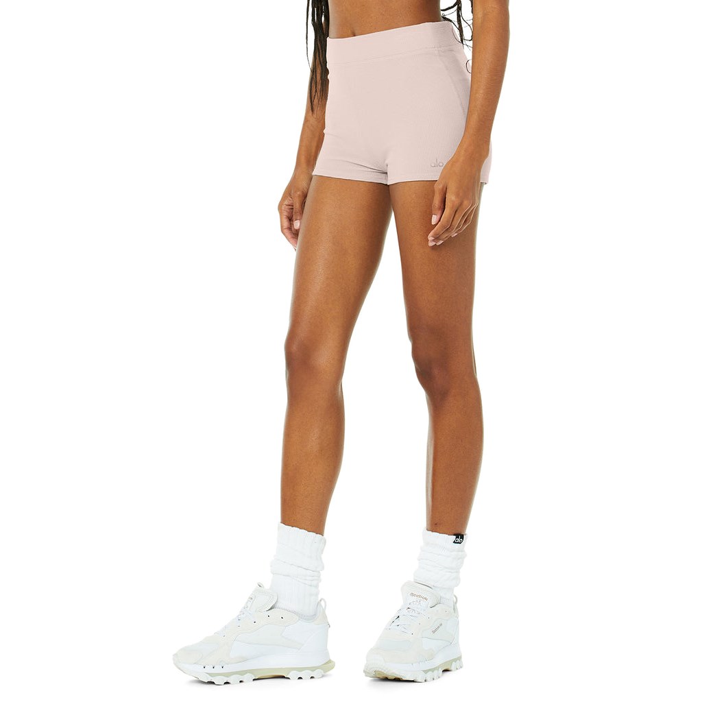 Bermudas Alo Yoga Micro Waffle Pleasant Boyshort Mujer Rosas | LPGX02641