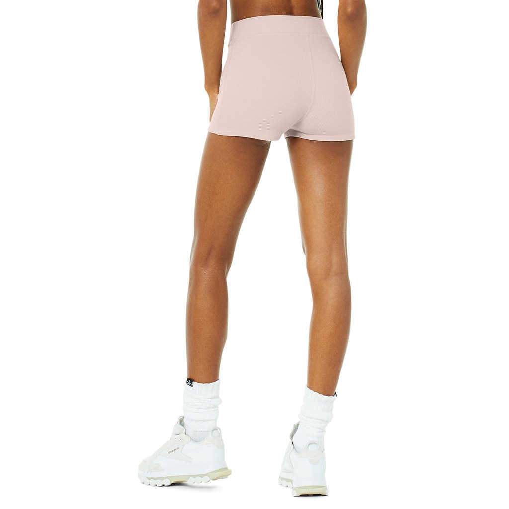 Bermudas Alo Yoga Micro Waffle Pleasant Boyshort Mujer Rosas | LPGX02641