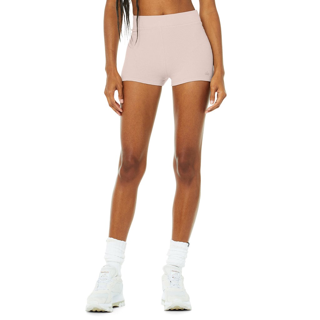 Bermudas Alo Yoga Micro Waffle Pleasant Boyshort Mujer Rosas | LPGX02641