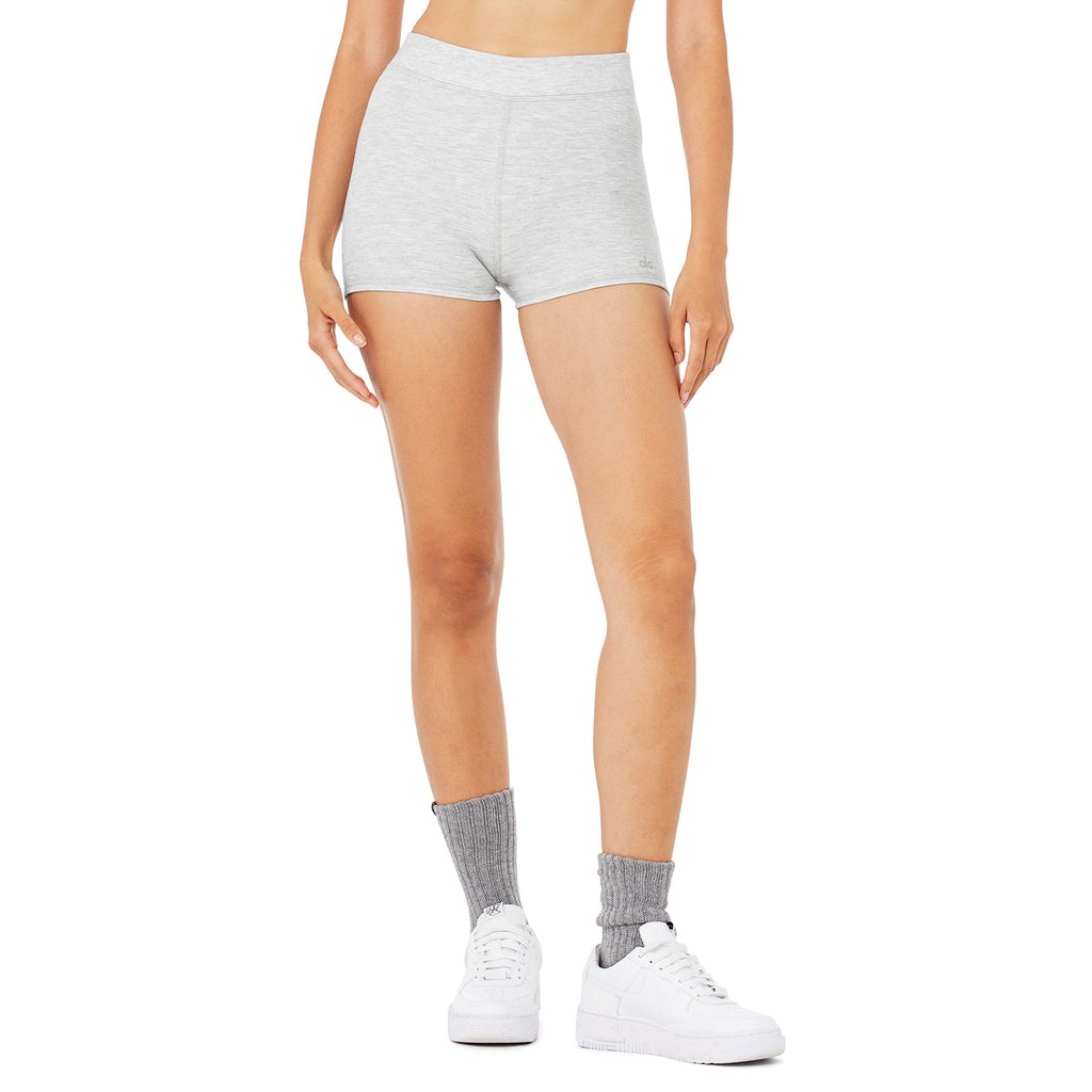 Bermudas Alo Yoga Micro Waffle Pleasant Boyshort Mujer Grises | YSVH19823